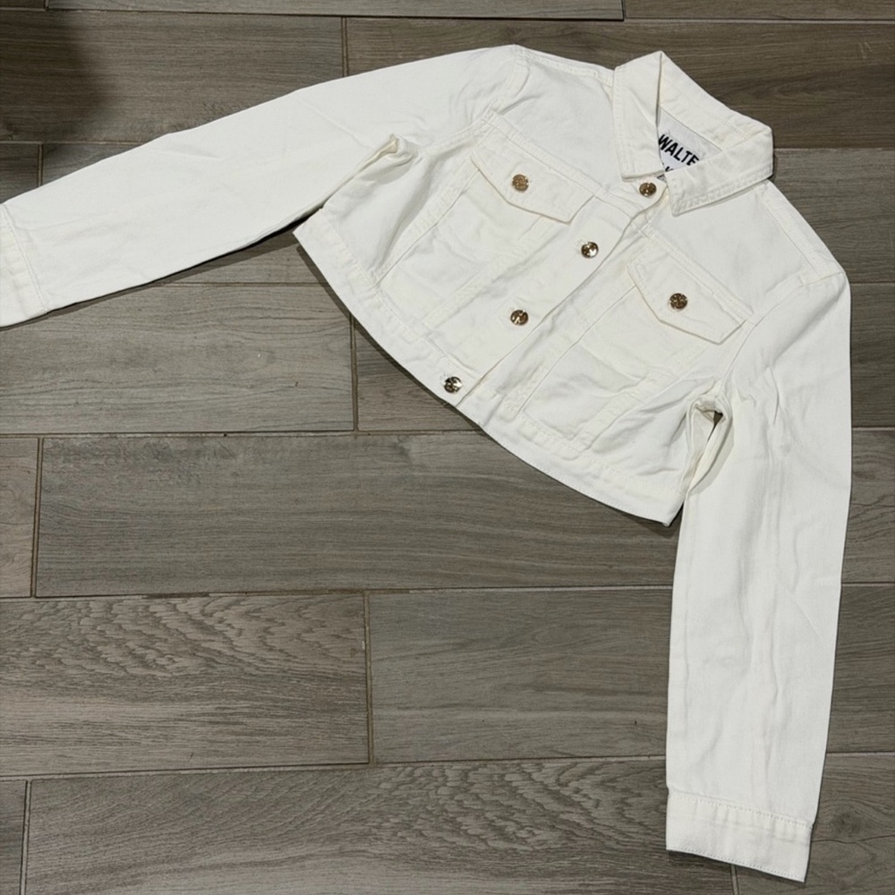 Walter Baker Off-White Cropped Jean Jacket - Picture 3 of 5